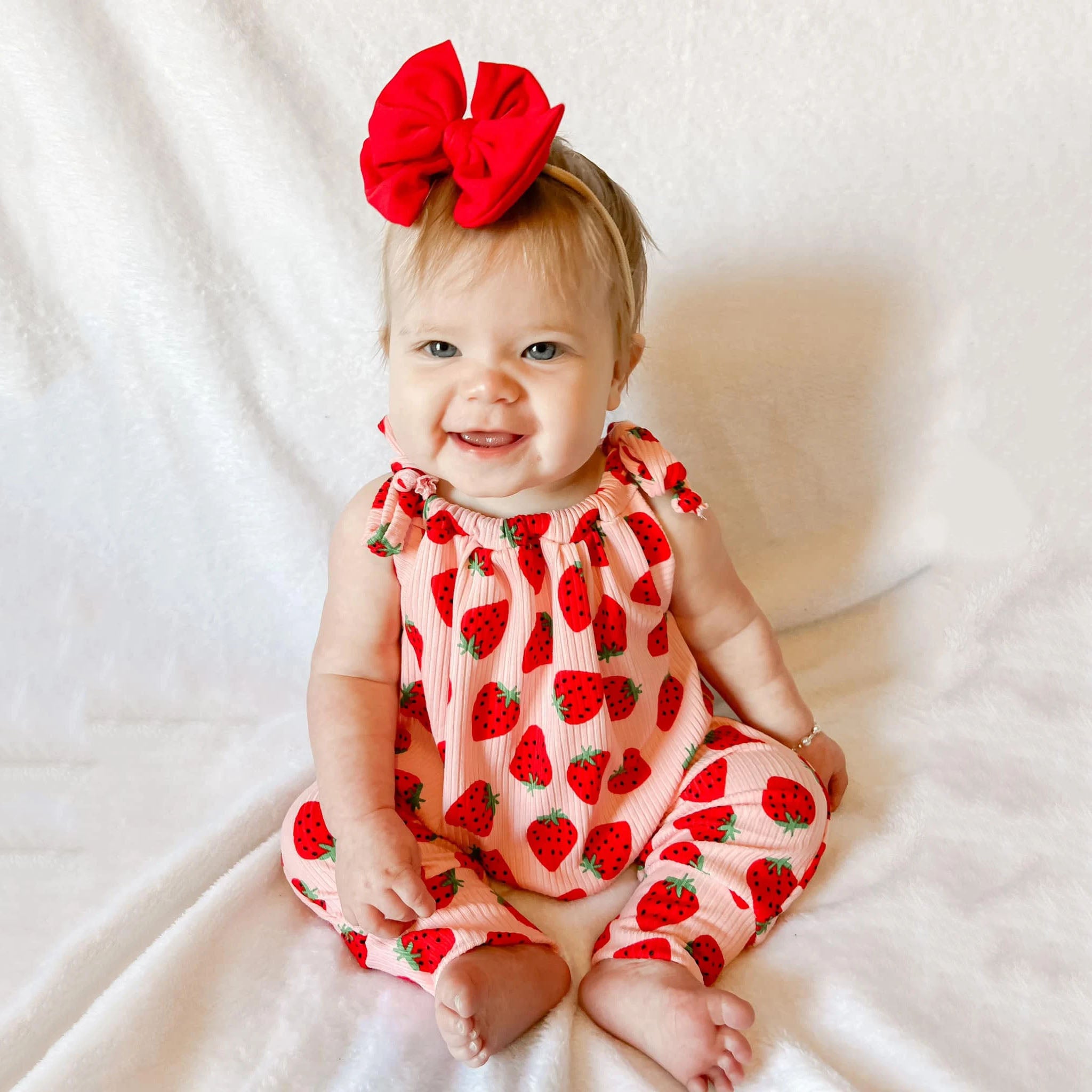 Sweet Strawberry Printed Baby Jumpsuit