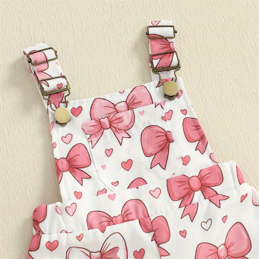 2PCS Sweet Bow Print Long Sleeve Baby Set