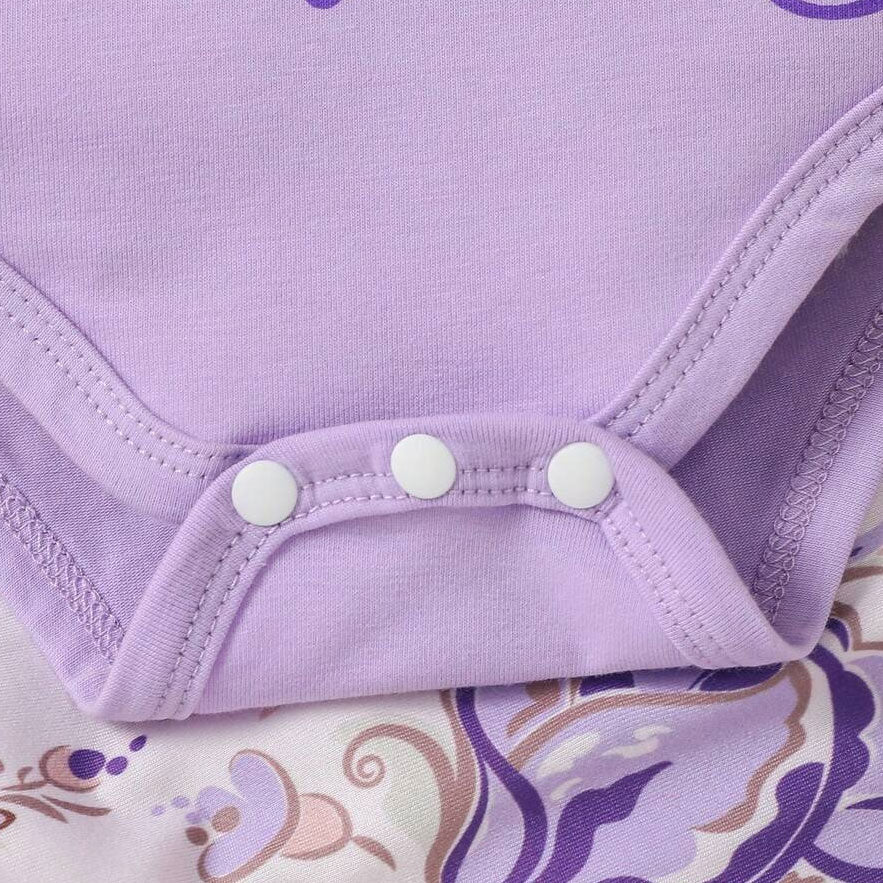 3PCS Cheerful Little Princess Letter Floral Printed Long Sleeve Baby Set
