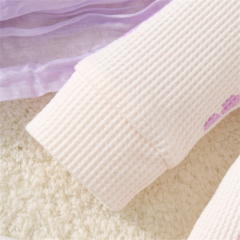 2PCS Cute Floral Print Long Sleeve Baby Jumpsuit