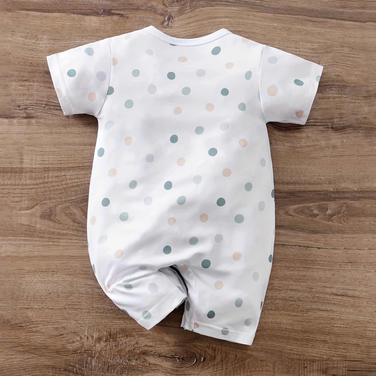 Adorable Polka Dot Printed Short Sleeve Baby Jumpsuit
