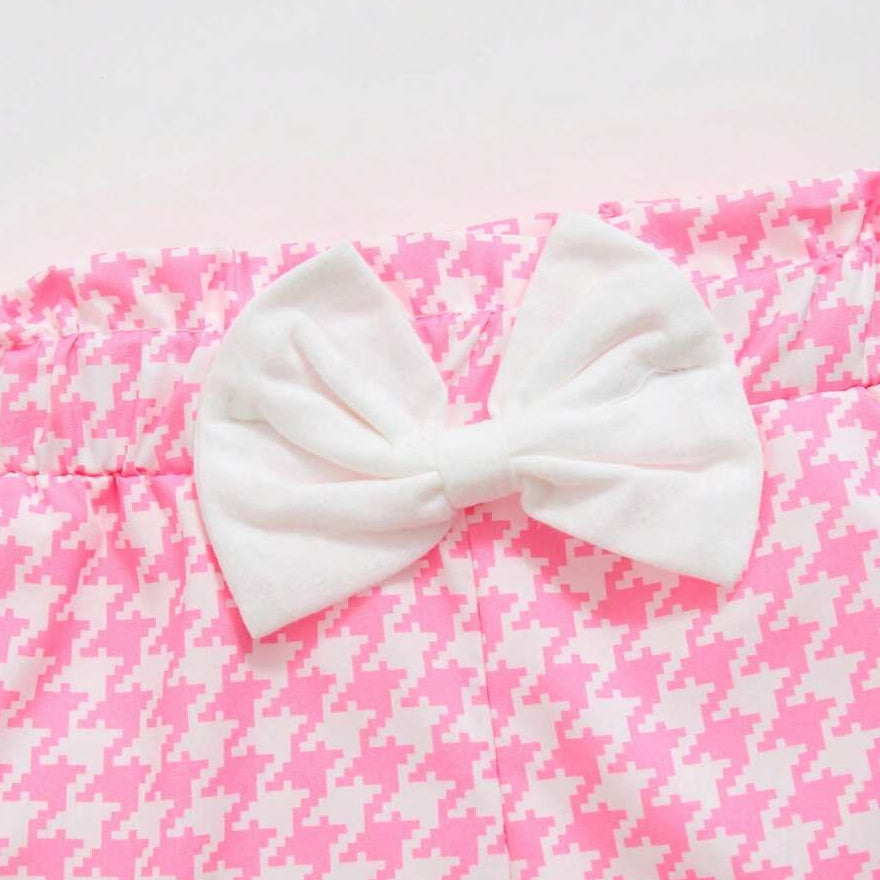 3PCS Daddy's Girl Letter Houndstooth Printed Short Sleeve Baby Set