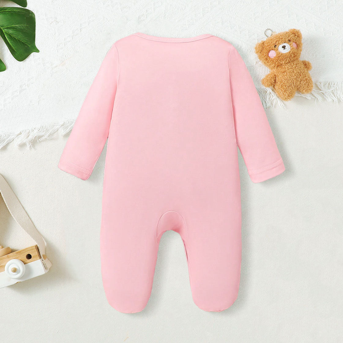 2PCS Holy Cow I'm Cute Letter Printed Long Sleeve Baby Girl Jumpsuit