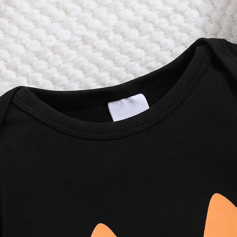 3PCS Pumpkin And Stripe Printed Long Sleeve Baby Set