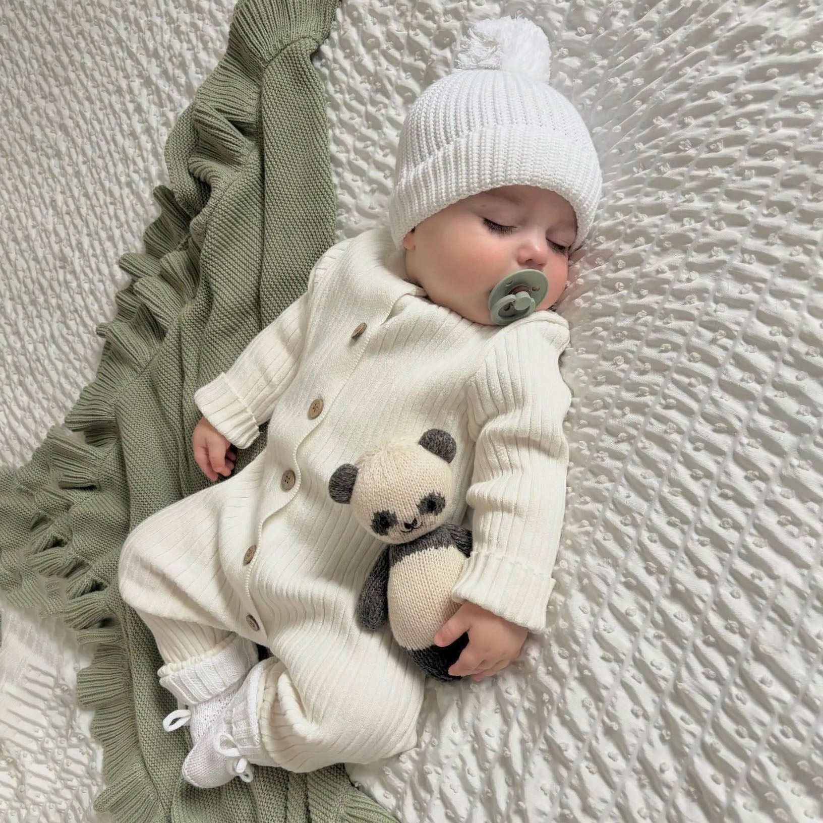 Comfy Solid Color Ribbed Knit Long Sleeve Baby Jumpsuit