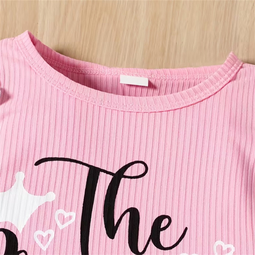 3PCS Princess Has Arrived Letter Printed Leopard Long Sleeve Baby Set