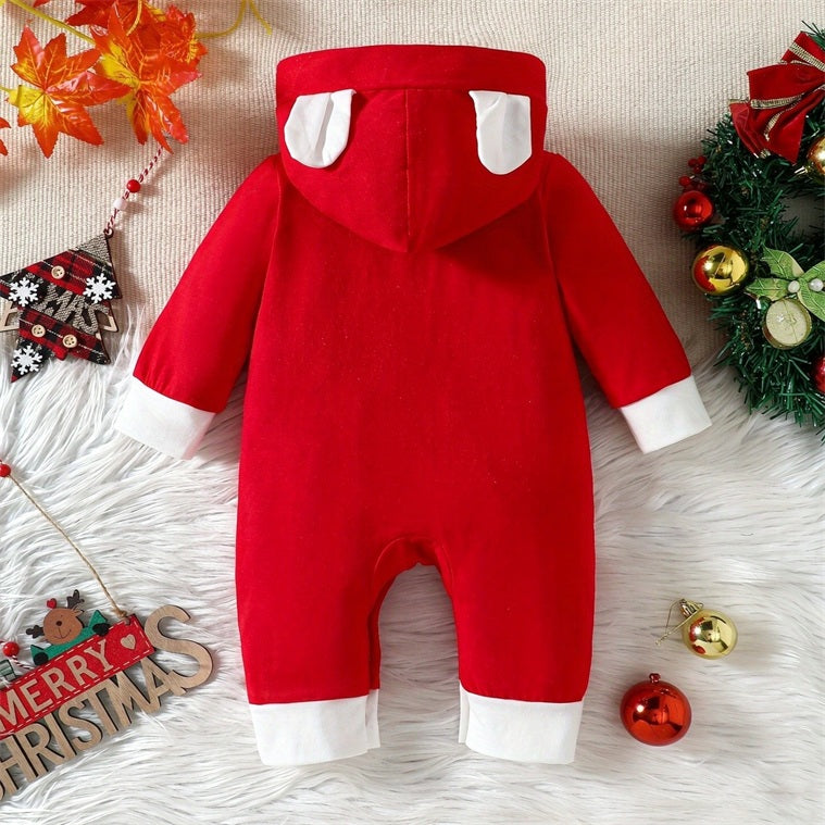 My 1st New Year Letter Printed Long Sleeve Hoodie Baby Jumpsuit