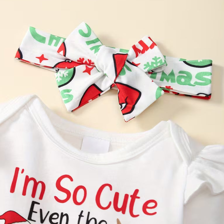 3PCS Sweet Letter Holiday Print Long Sleeve Baby Girl Set