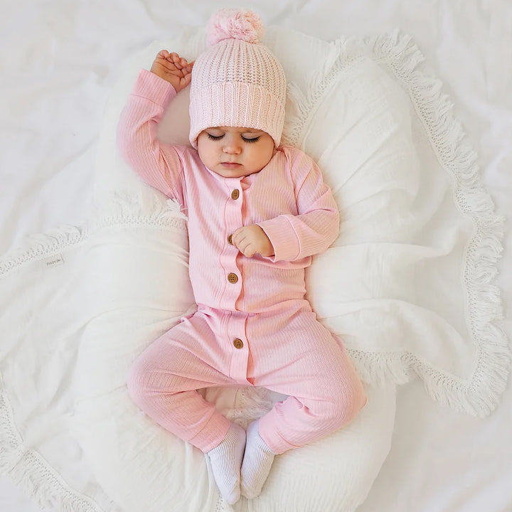 Cozy Solid Color Long Sleeve Baby Girl Jumpsuit