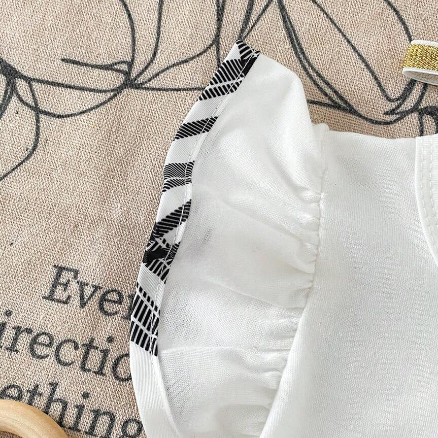 3PCS Adorable Heart Plaid Printed Short Sleeve Baby Set