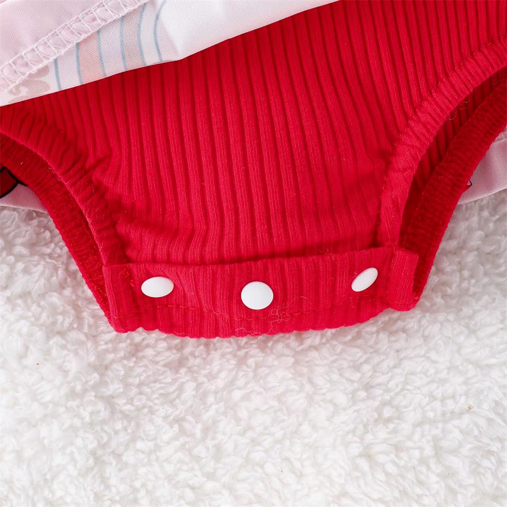 2PCS Rainbow Heart Print Long Sleeve Baby Romper