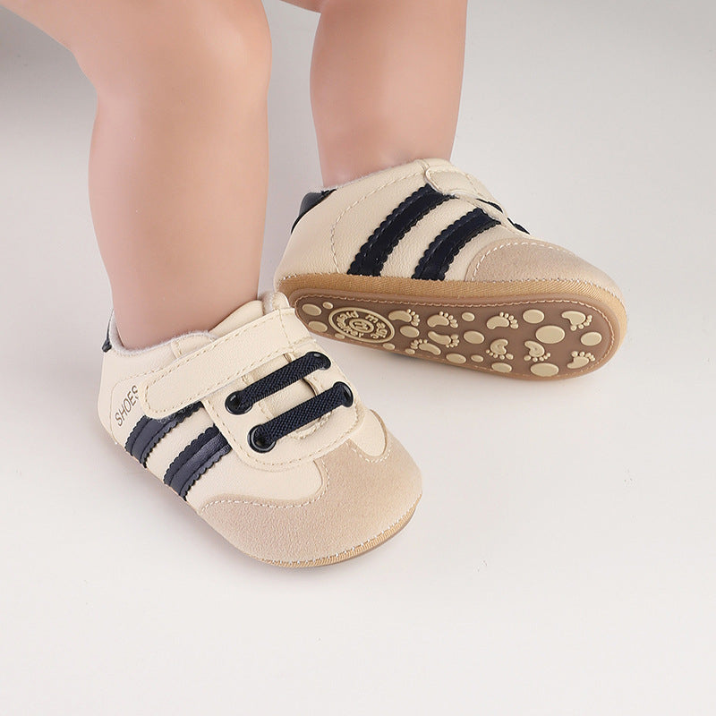 Striped Design Velcro Non Slip Sole Baby Shoes