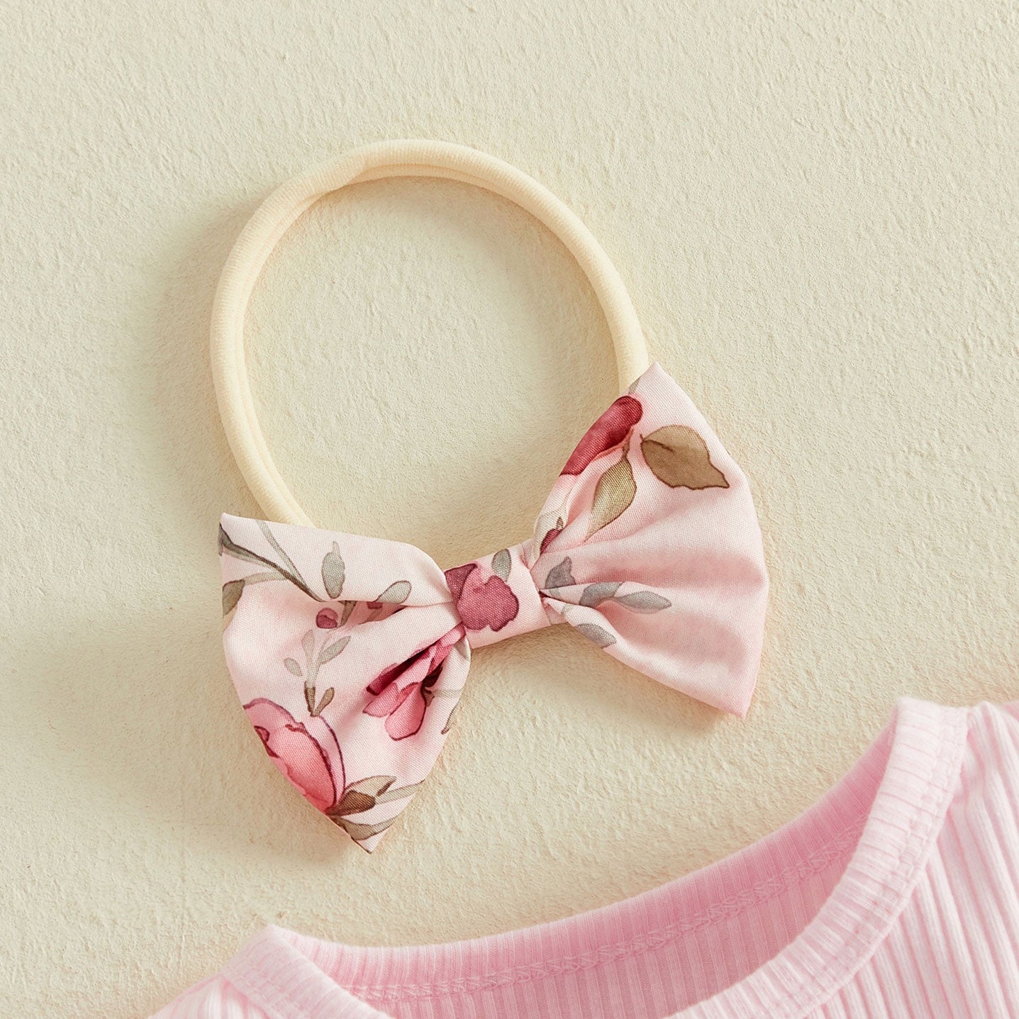 3PCS Gorgeous Floral Printed Ruffle Decor Baby Girl Romper