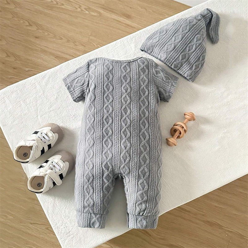 2PCS Daddy's Mini Letter Printed Short Sleeve Baby Jumpsuit