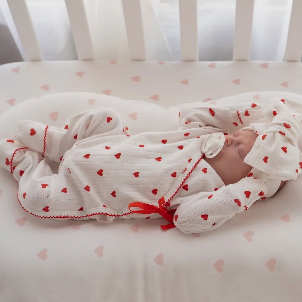 2PCS Lovely Heart Print Knit Long Sleeve Baby Jumpsuit