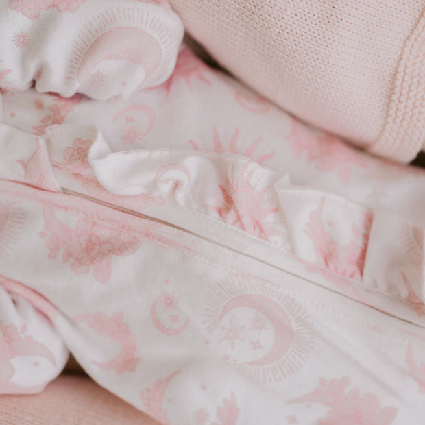 2PCS Pretty Moon Printed Long Sleeve Baby Jumpsuit
