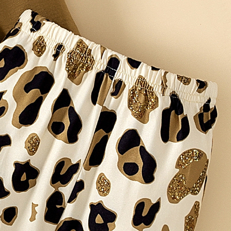 3PCS LOVE Letter Print Leopard Long Sleeve Baby Set