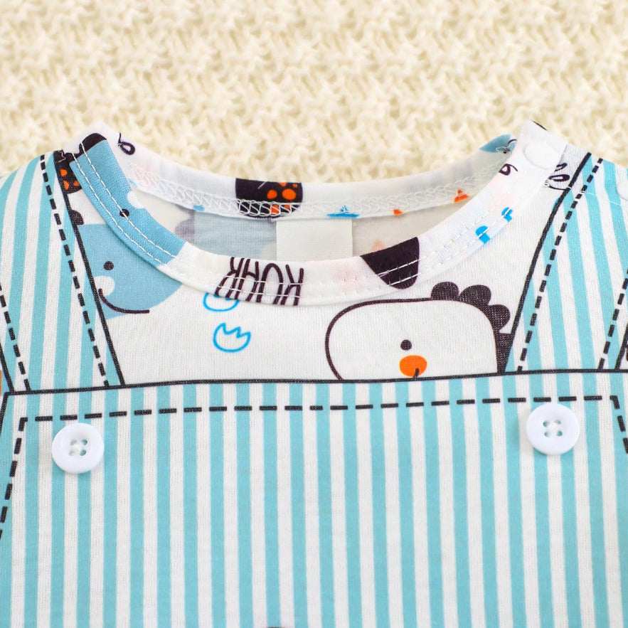 Cute Dinosaur Print Short Sleeve Baby Jumpsuit