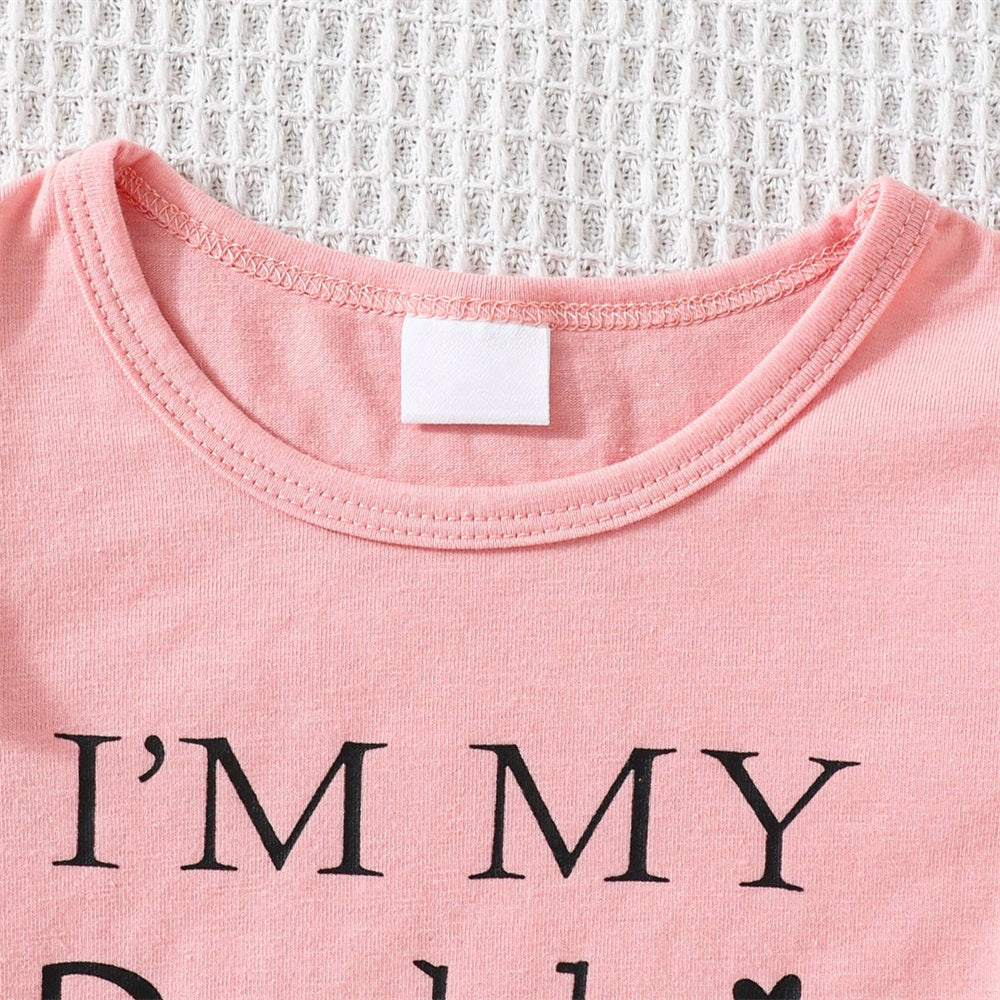 3PCS I'm My Daddy's Girl Letter Floral Print Long Sleeve Baby Set