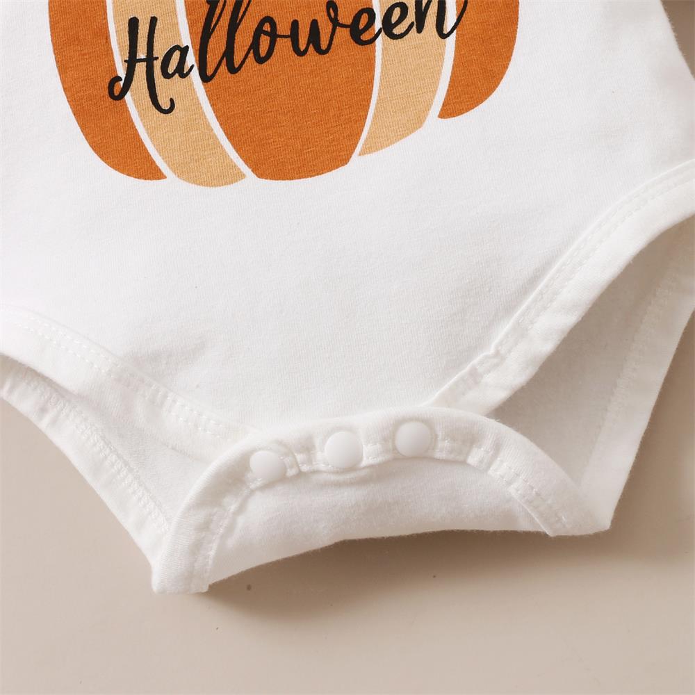 3PCS My First Halloween Letter Pumpkin Printed Plaid Baby Set