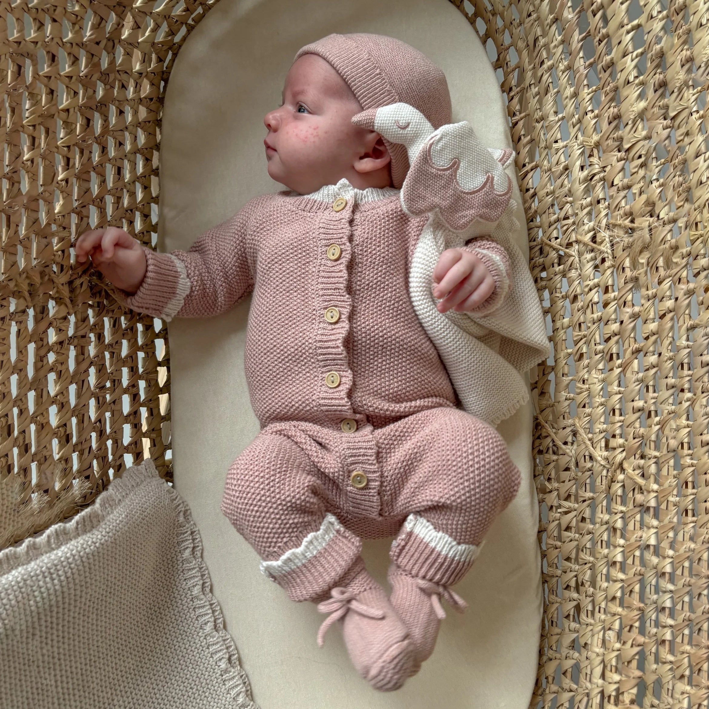 2PCS Classy Knit Long Sleeve Baby Jumpsuit