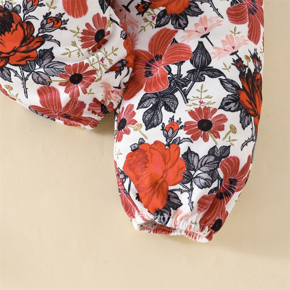 3PCS Comfy Floral Printed Long Sleeve Baby Set