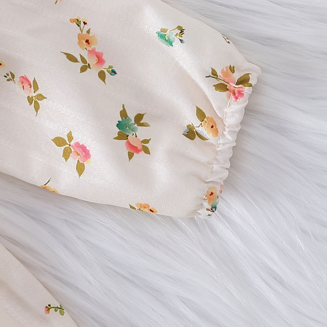 2PCS Sweet Ditsy Floral Printed Ruffle Long Sleeve Baby Jumpsuit