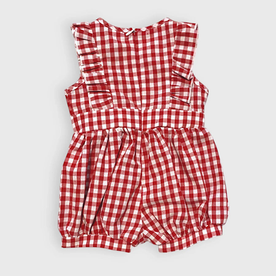 Comfy Plaid Printed Sleeveless Baby Jumpsuit