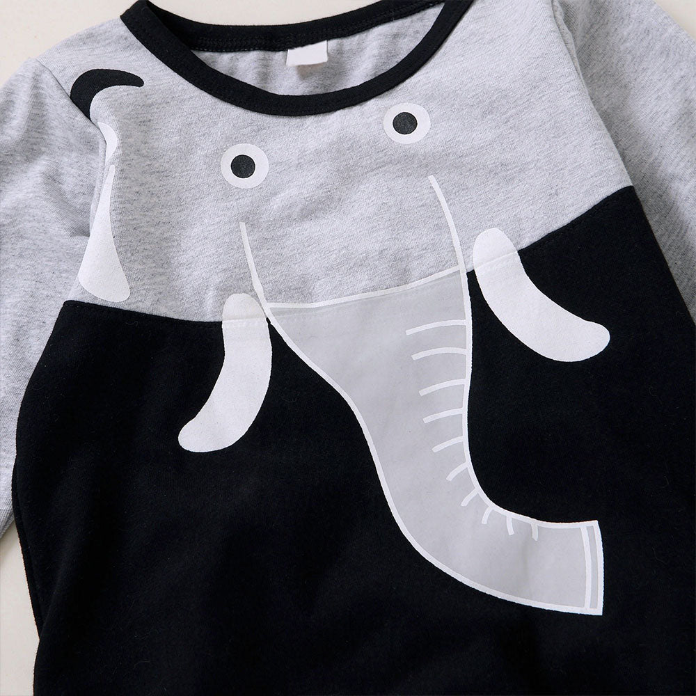 Comfy Elephant Print Long Sleeve Baby Jumpsuit