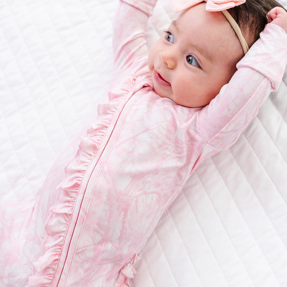2PCS Sweet Floral Print Ruffle Zipper Long Sleeve Baby Jumpsuit