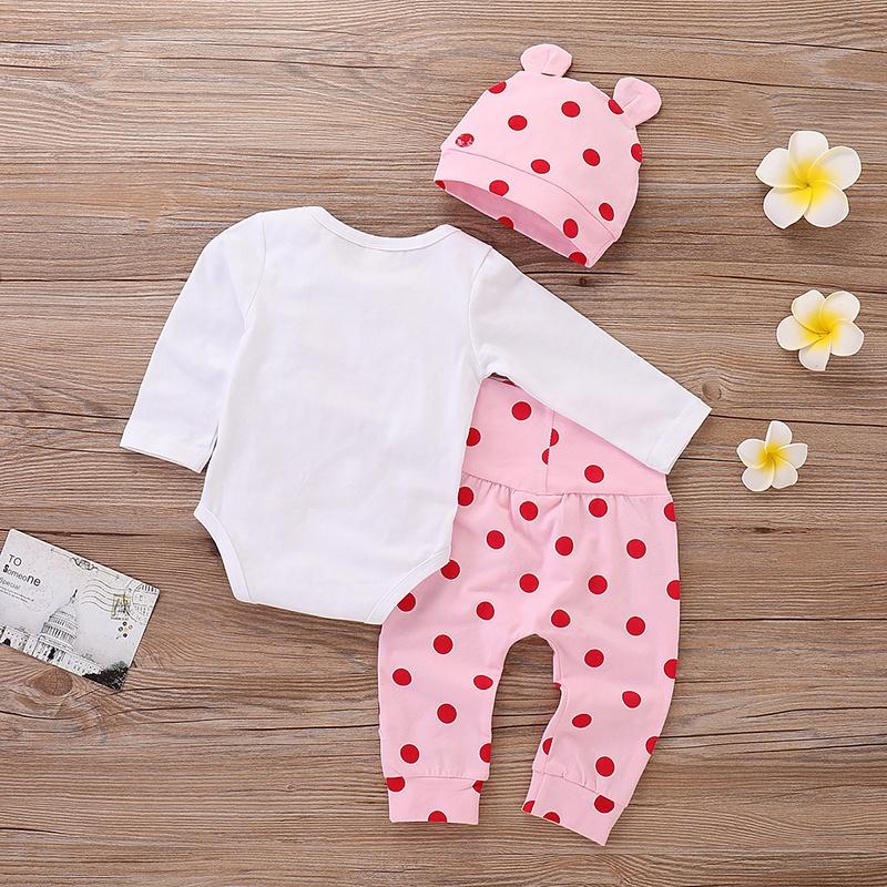 Giraffe Printed Romper Polka Dots Pants with Hat Set