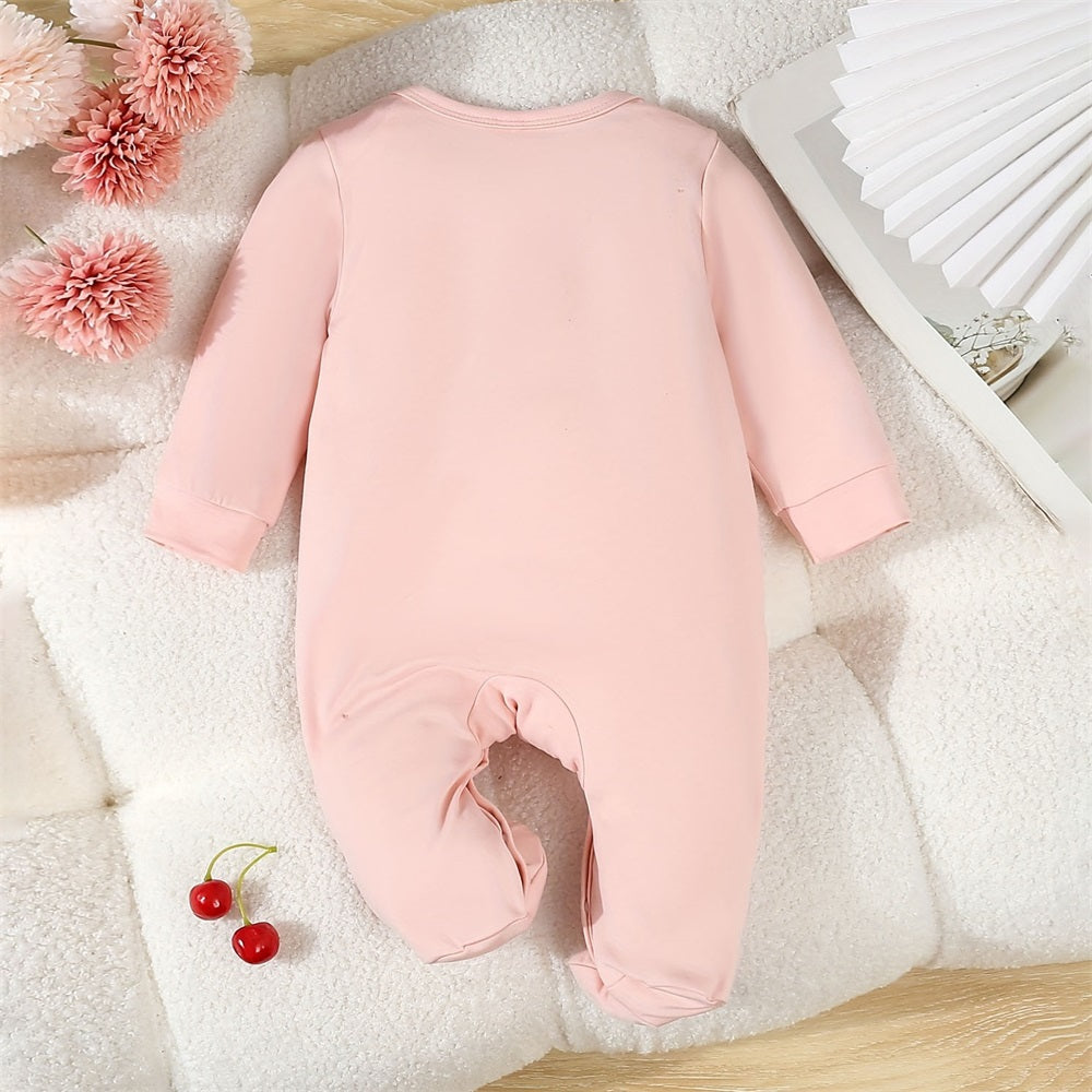 Daddy's Girl Letter Leopard Printed Long Sleeve Baby Jumpsuit