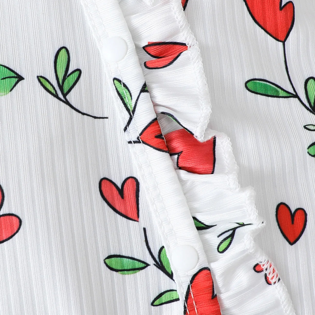 2PCS Heart Floral Printed Long Sleeve Baby Jumpsuit