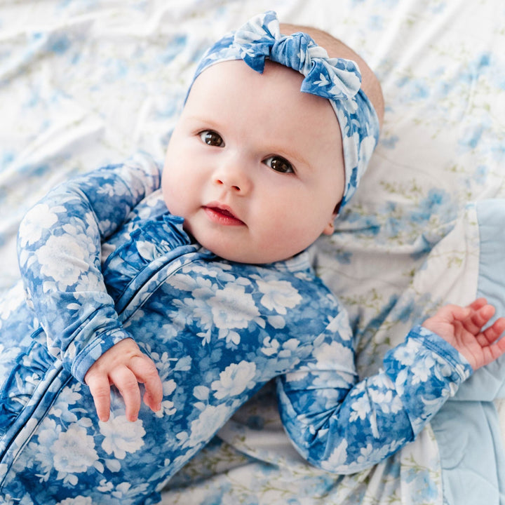 2PCS Pretty Allover Floral Printed Ruffled Long Sleeve Baby Jumpsuit