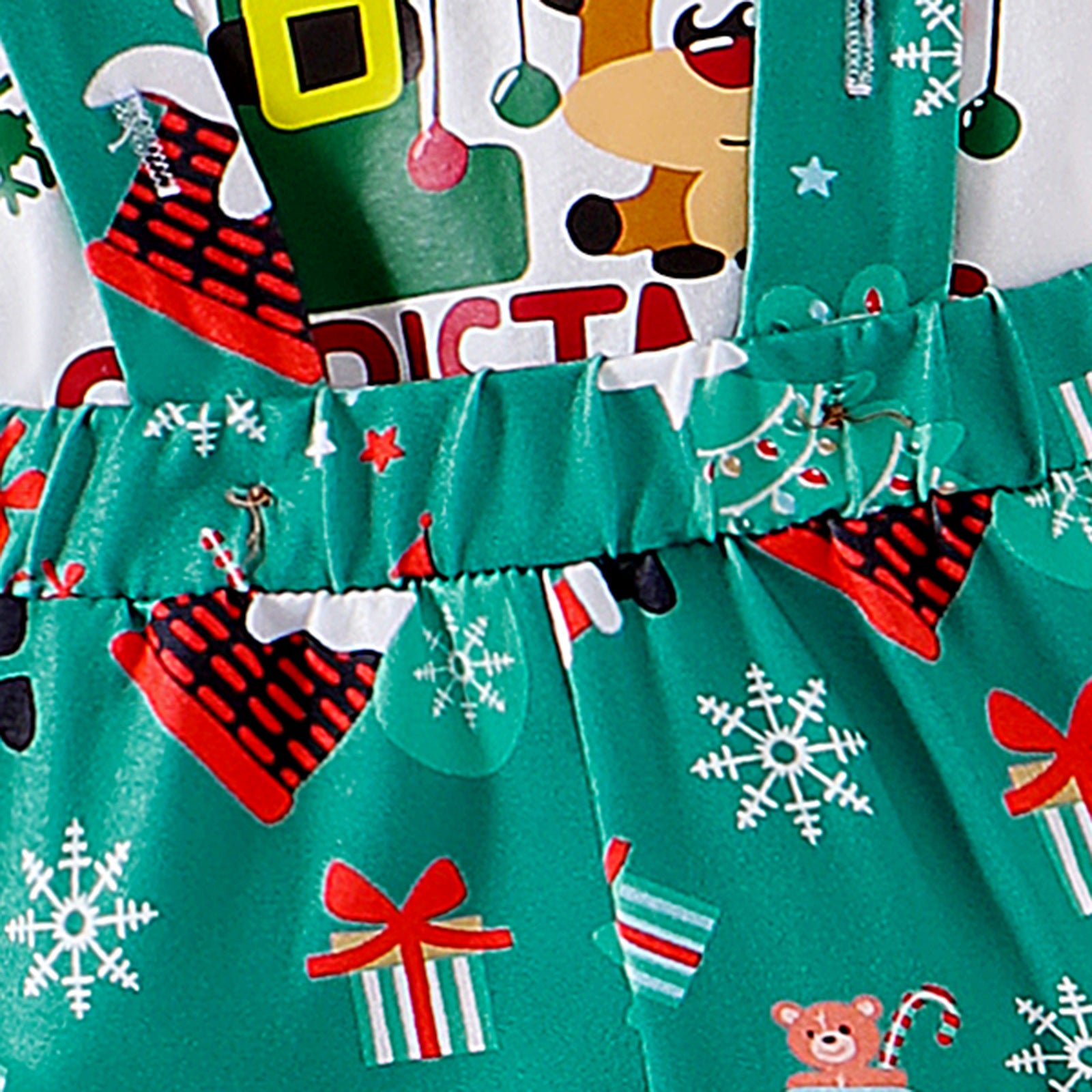 3PCS My 1st Christmas Letter and Elk Printed Overalls Baby Set