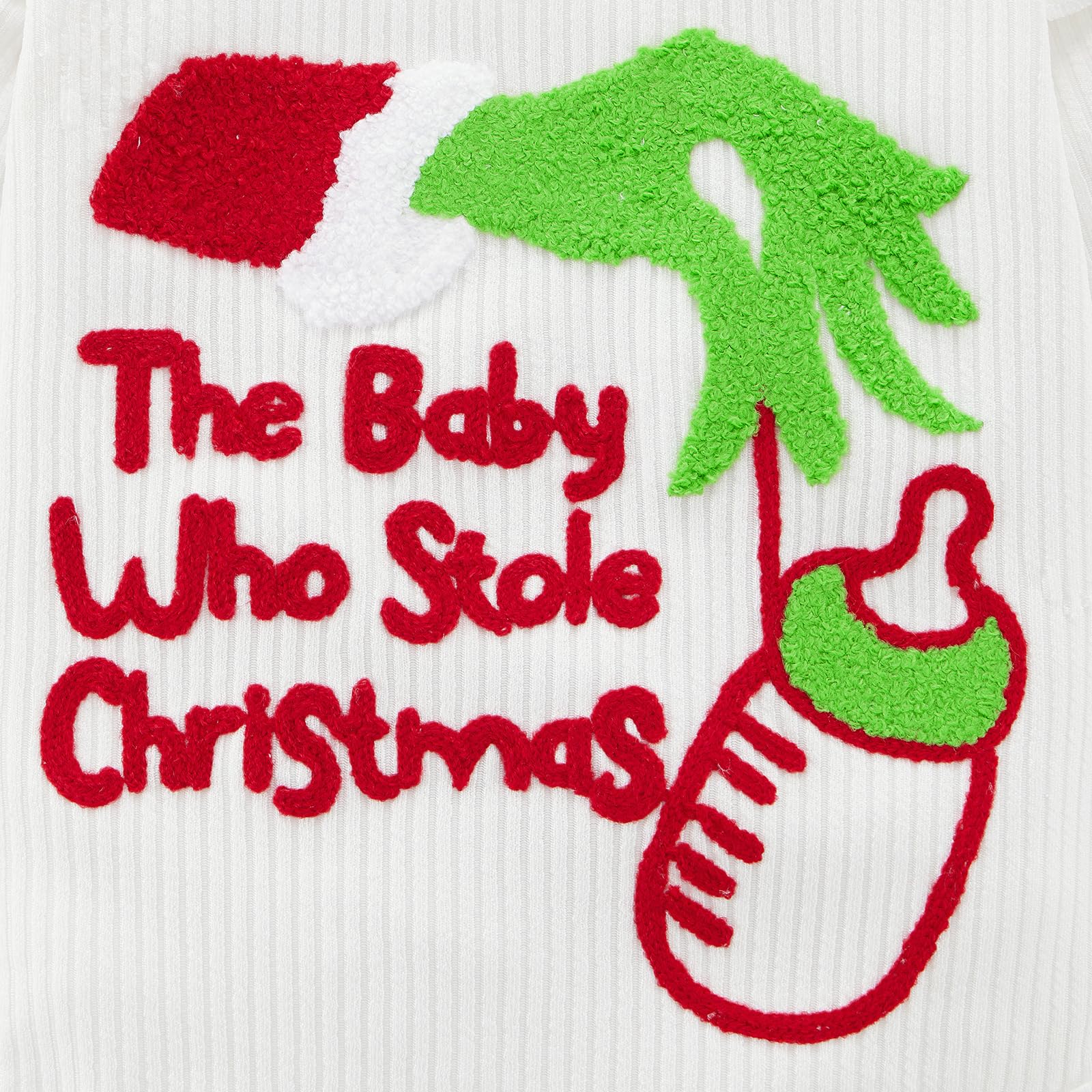 2PCS The Baby Who Stole Christmas Letter Printed Baby Overalls Set