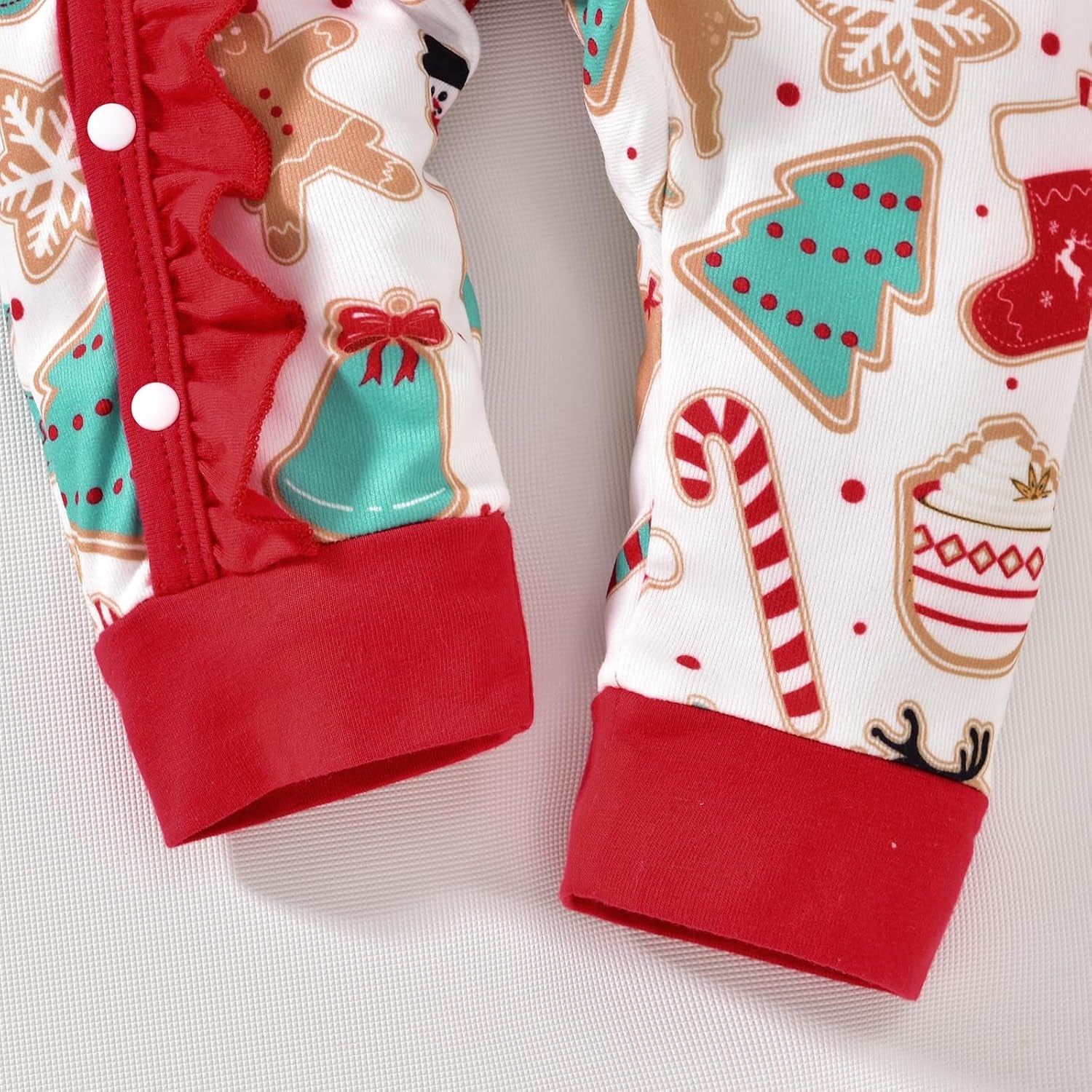 2PCS Cute Christmas Tree Gingerbread Print Baby Girl Jumpsuit