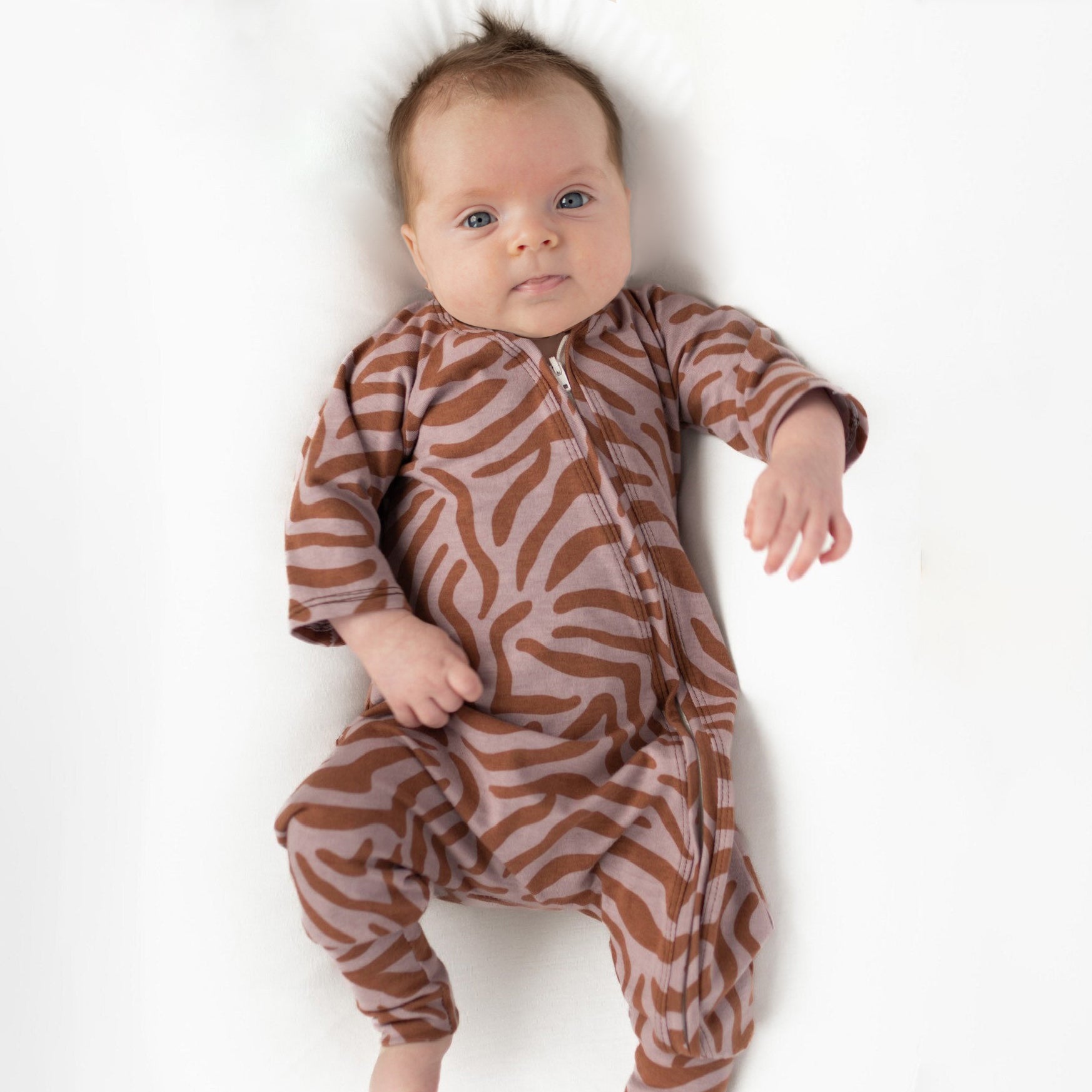 Stylish Stripe Printed Long Sleeve Zipper Baby Jumpsuit