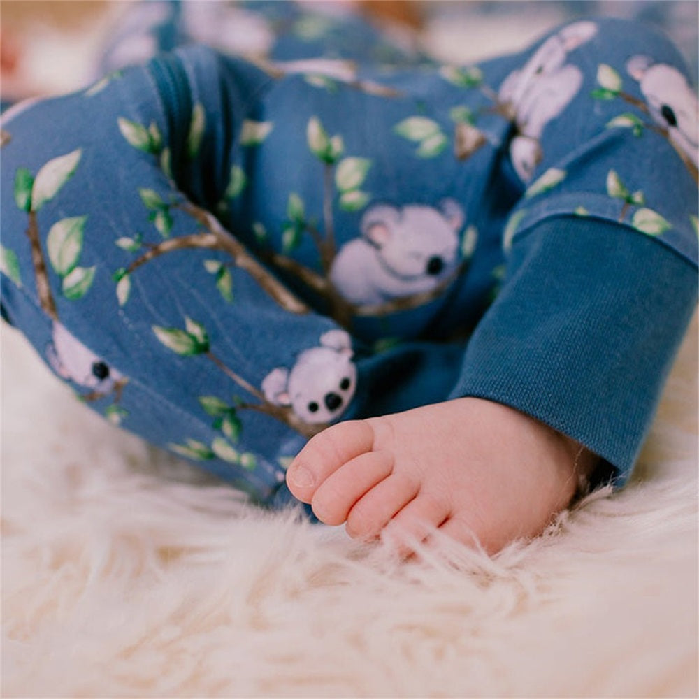 Soft Koala Print Long Sleeve Zipper Baby Jumpsuit