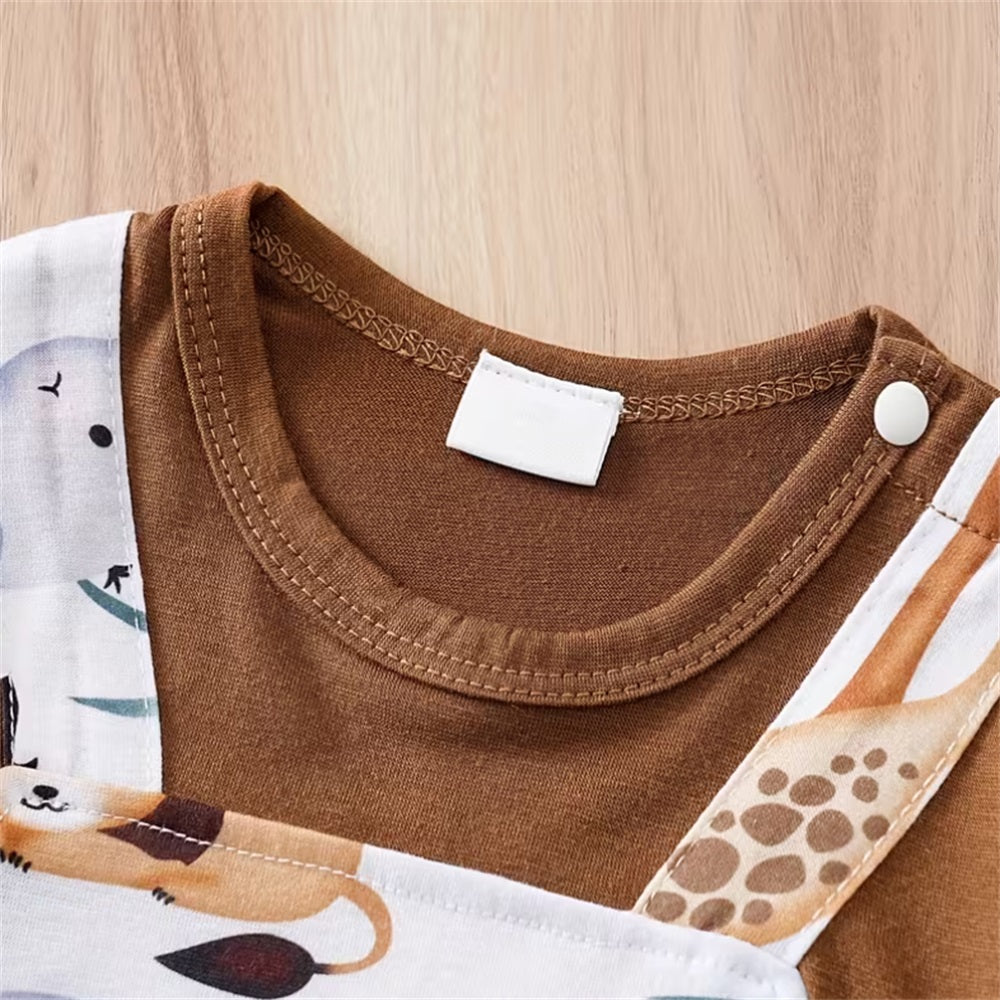 Casual Cute Animal Print Long Sleeve Baby Jumpsuit