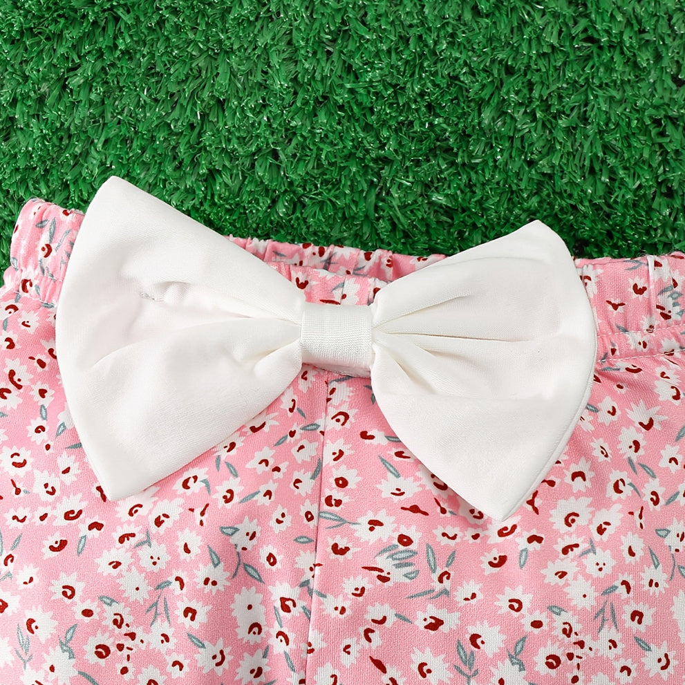 3PCS Charming Heart Print Short Sleeve Baby Set