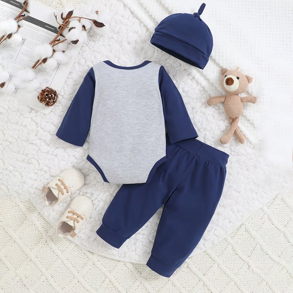 3PCS Daddy and Me Best Buddies for Life Letter Print Baby Set