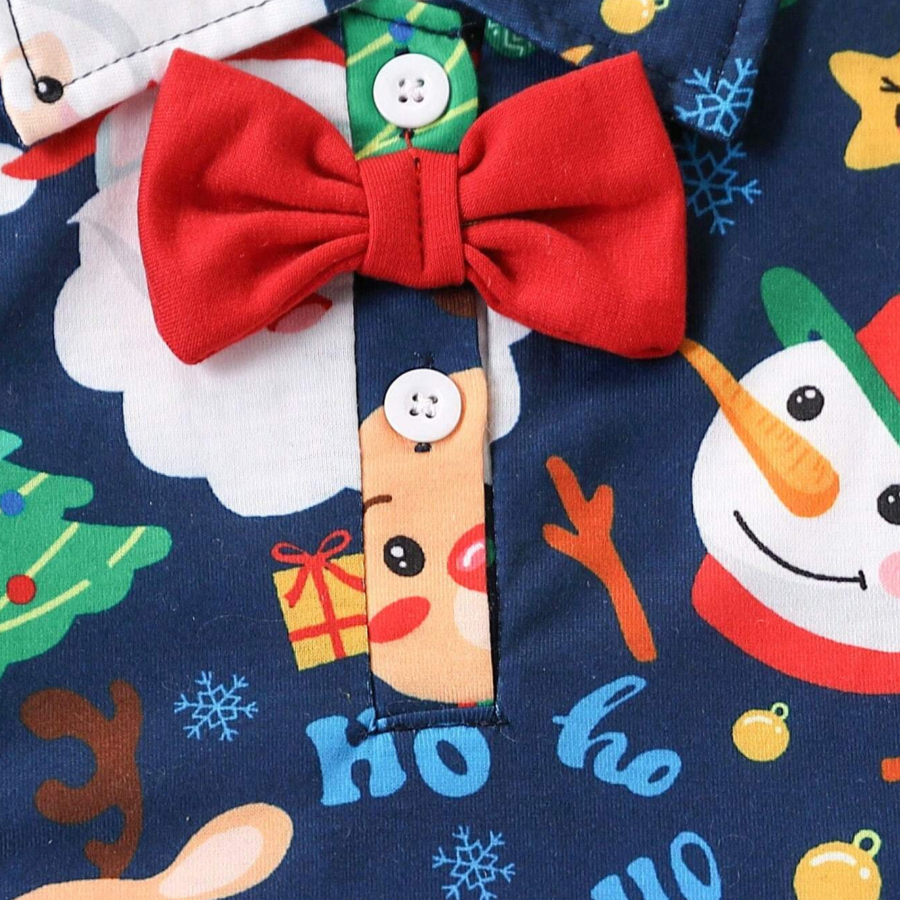 2PCS Lovely Christmas Snowman And Elk Printed Baby Set