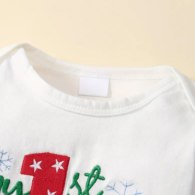 3PCS My 1st Christmas Letter Printed Long Sleeve Baby Set