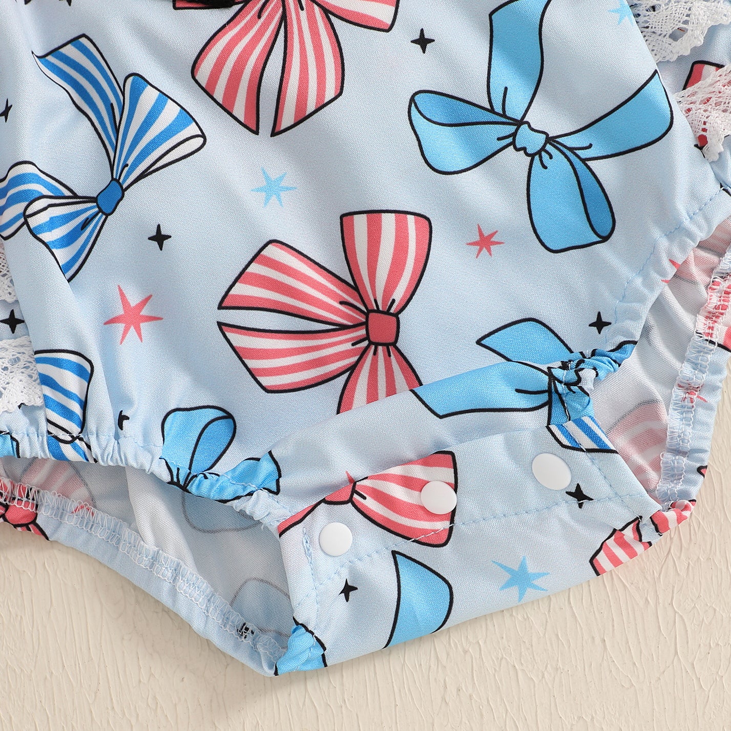 2PCS Cute Bow Printed Independence Day Baby Romper