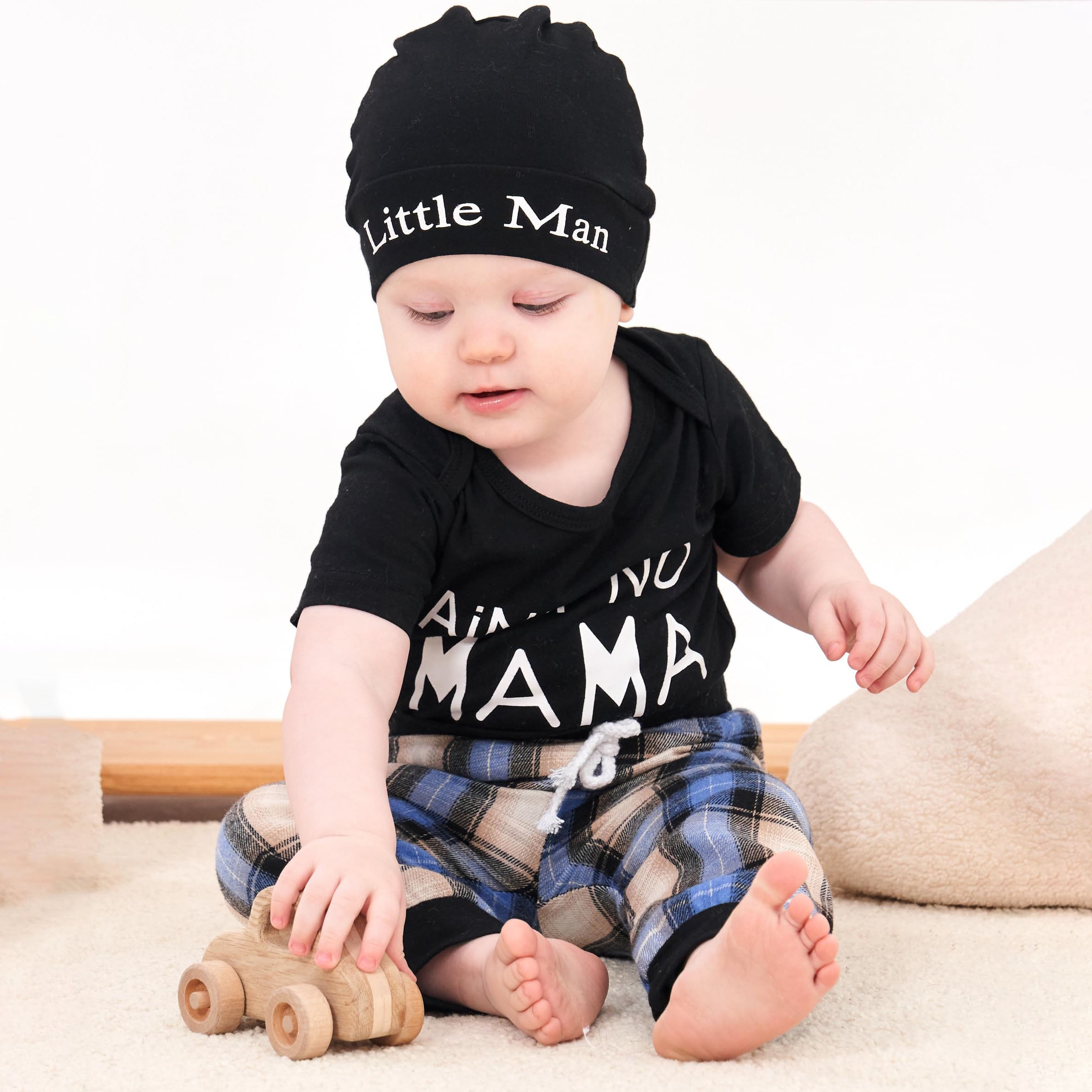 3PCS Ain't No Mama Like The One I Got Letter Print Short Sleeve Baby Boy Set