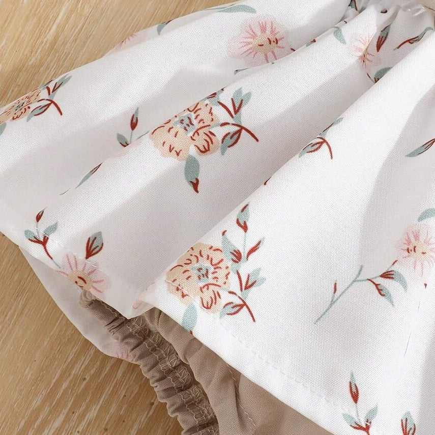 2PCS Timeless Floral Print Flutter Sleeve Baby Romper