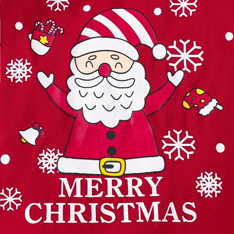 3PCS Merry Christmas Letter Santa Claus Printed Long Sleeve Baby Set