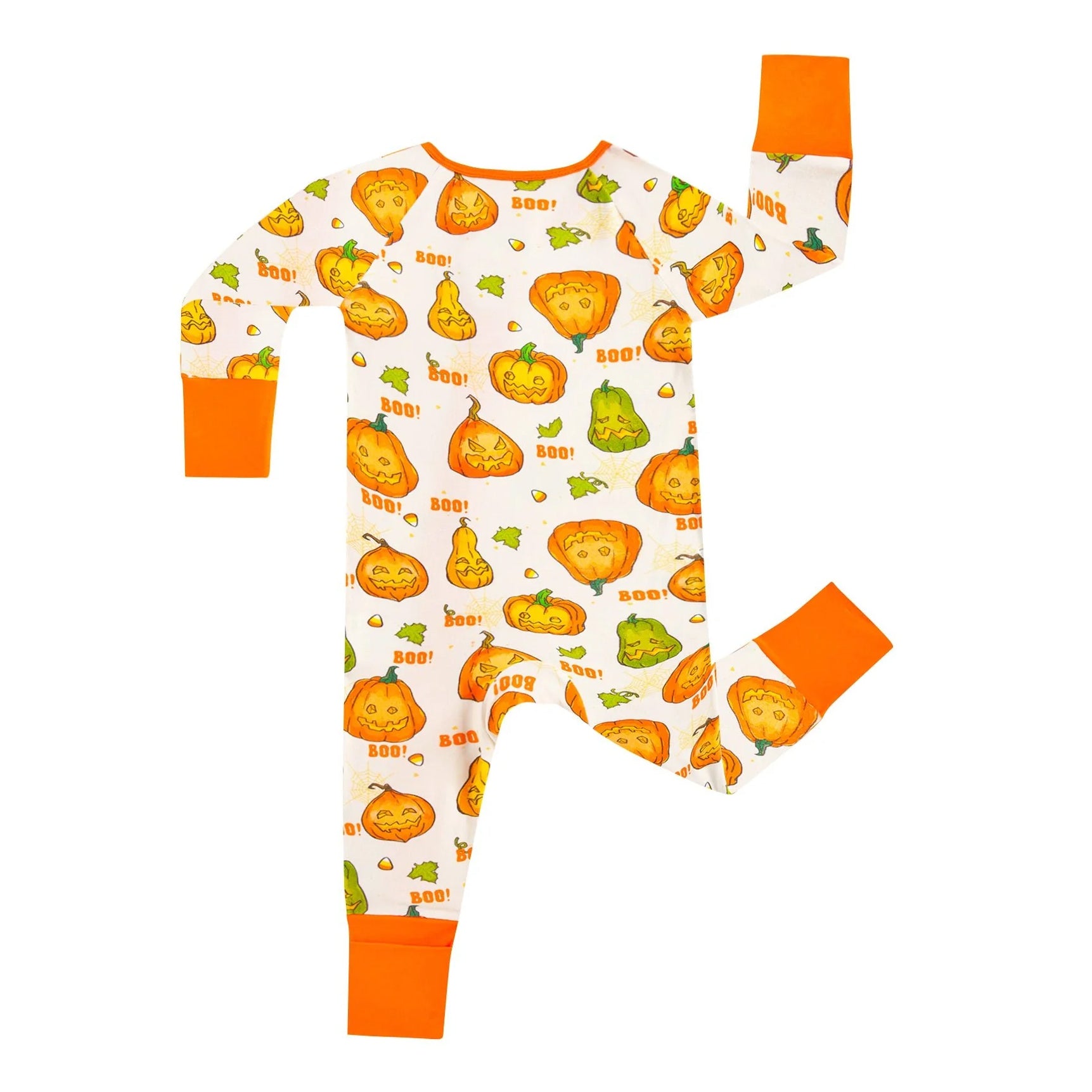 Funny Pumpkin Printed Halloween Bamboo Viscose Baby Jumpsuit