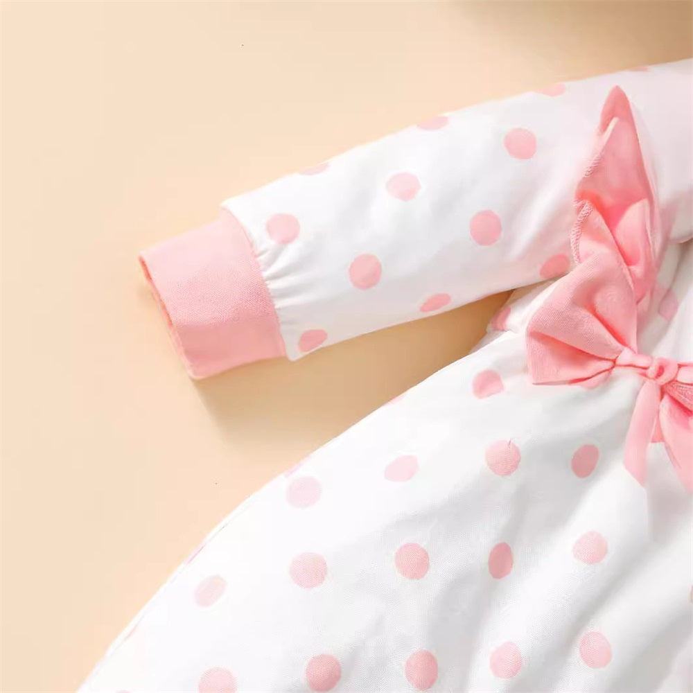 2PCS Trendy Polka Dot Printed Long Sleeve Baby Jumpsuit